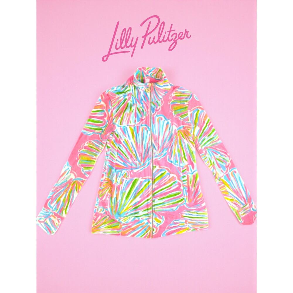 EUC Lilly Pulitzer Reagan Luxletic Zip-Up Hoodie – Size XXS – Shellabrate Pink